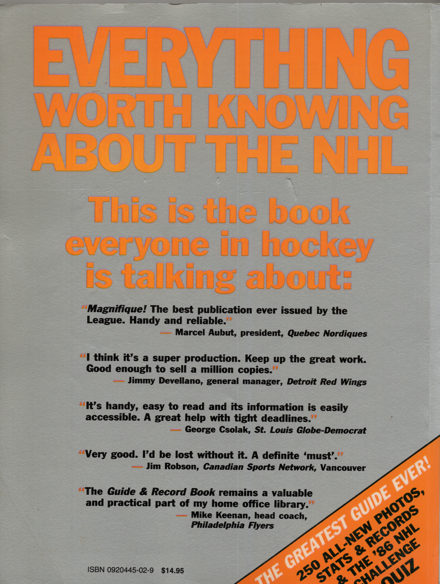 1985-86 NHL Hockey Official Guide & Record Book Wayne Gretzky Cover