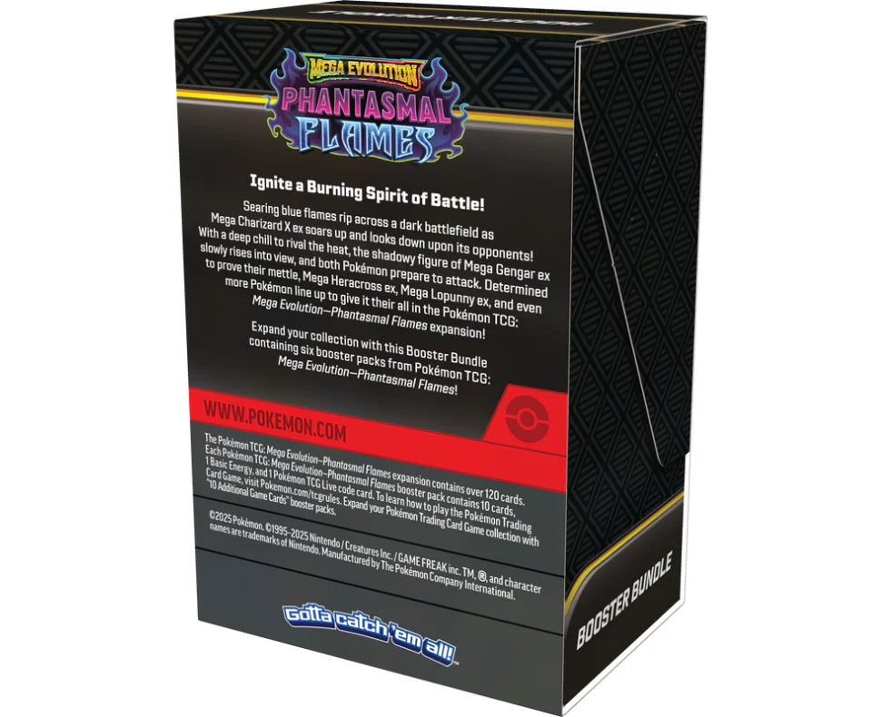 2025 Pokemon Mega Evolution Phantasmal Flames Booster Bundle Trading Card Game Box (6 Packs)
