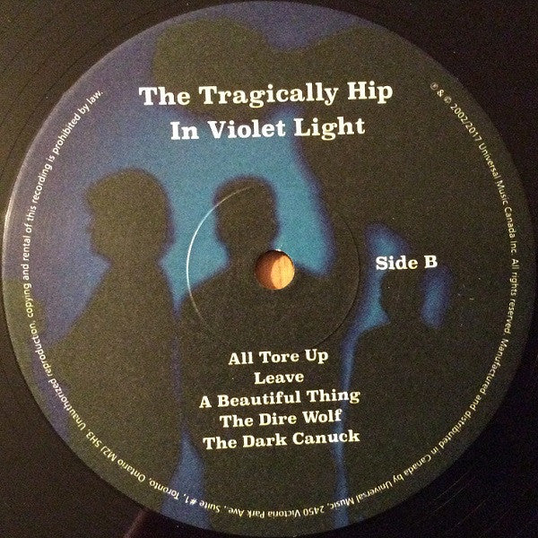 The Tragically Hip In Violet Light 2017 Re-Release Vinyl Album (Sealed)