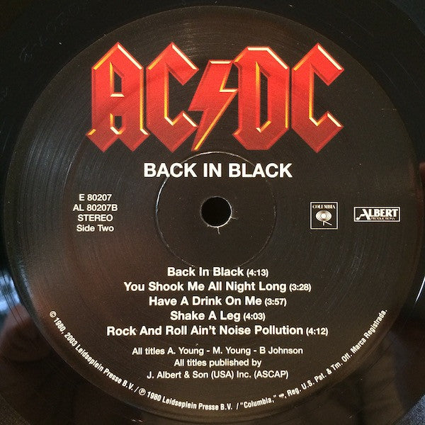 AC/DC Back in Black 2003 Re-Release Vinyl Album