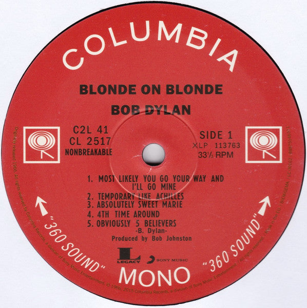 Bob Dylan Blonde on Blonde 2015 Re-Release Vinyl Album