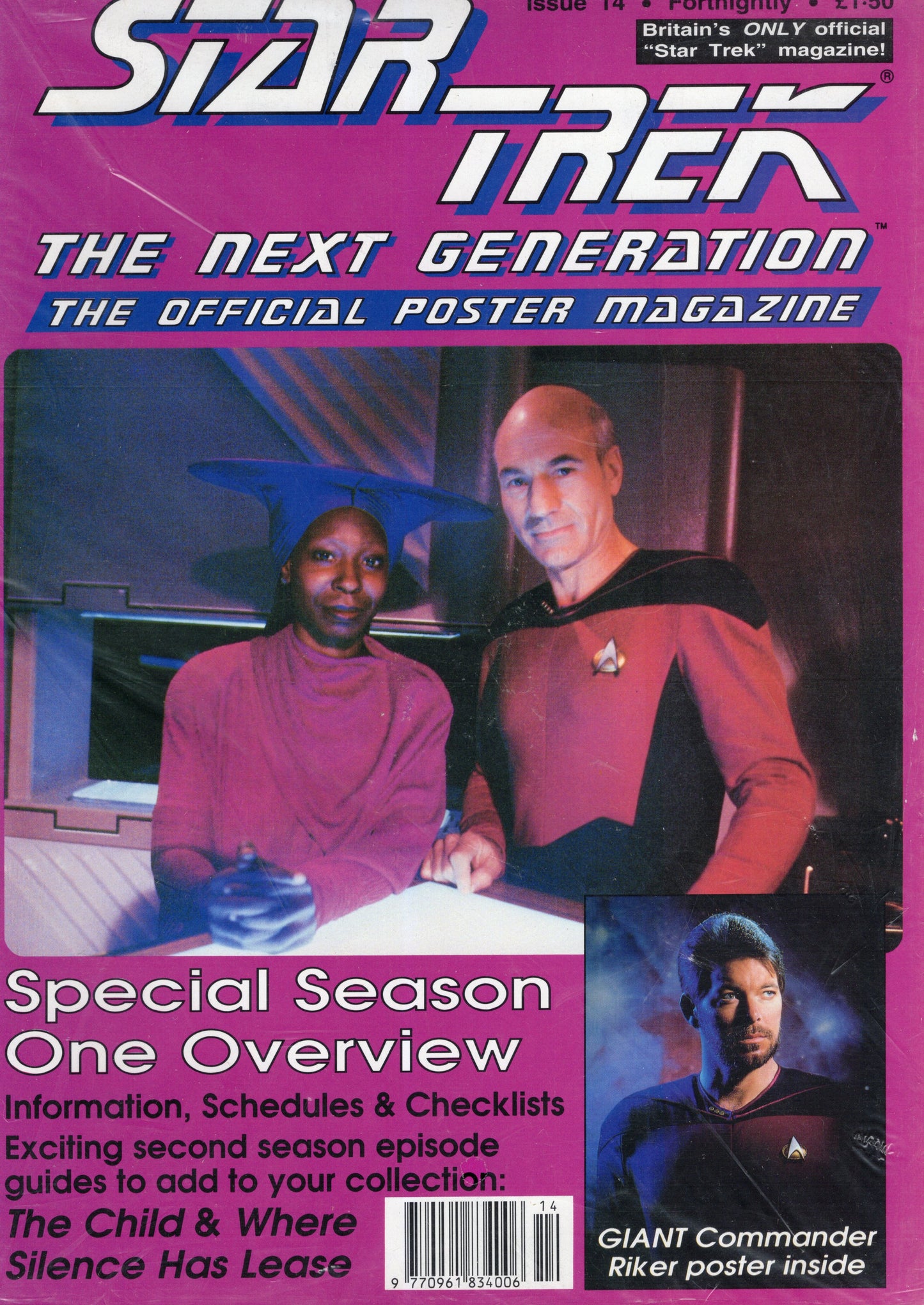 Star Trek The Next Generation Official Poster Magazine Issue 14 (Jan 1992) Vintage Magazine