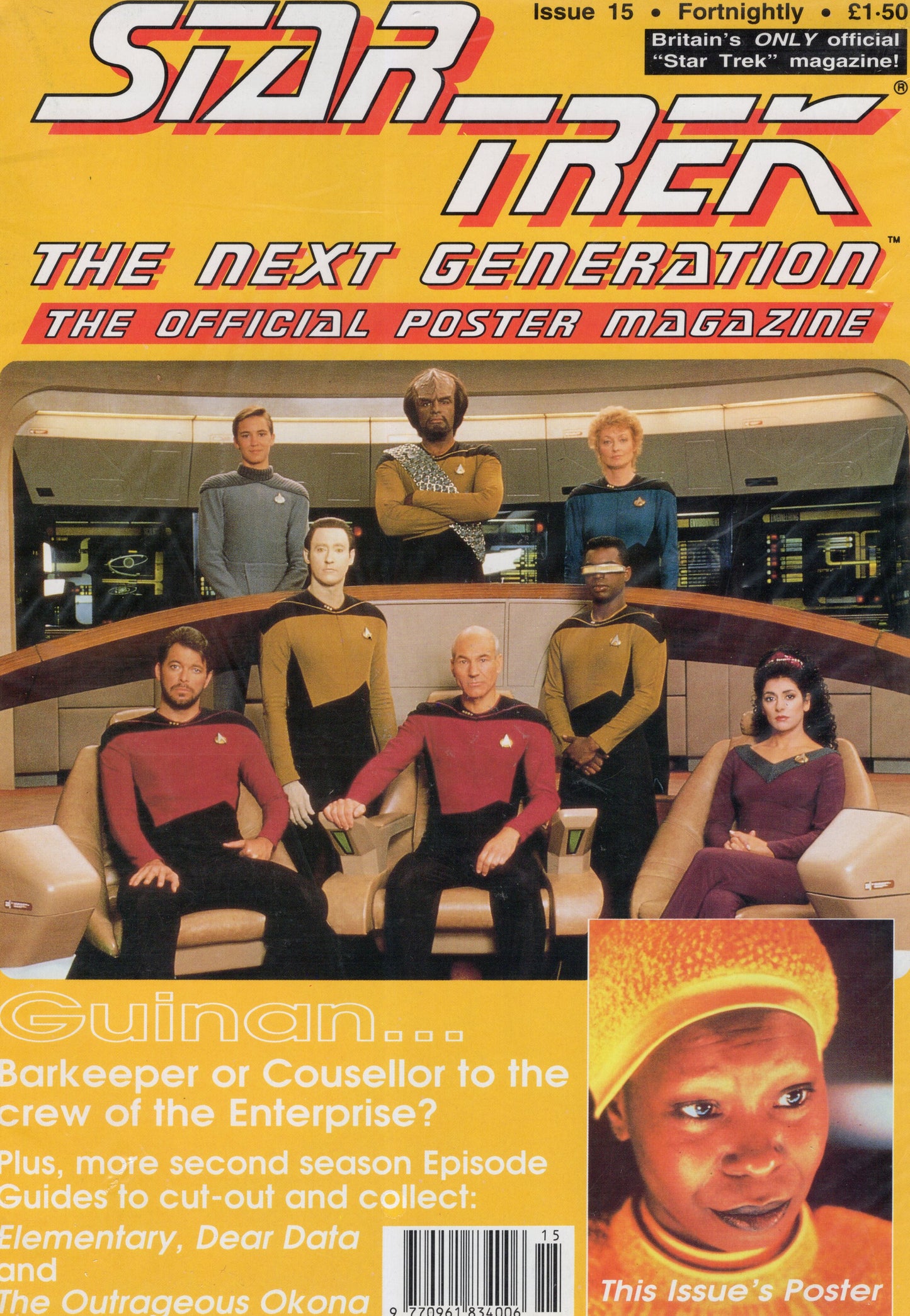 Star Trek The Next Generation Official Poster Magazine Issue 15 (Feb 1992) Vintage Magazine