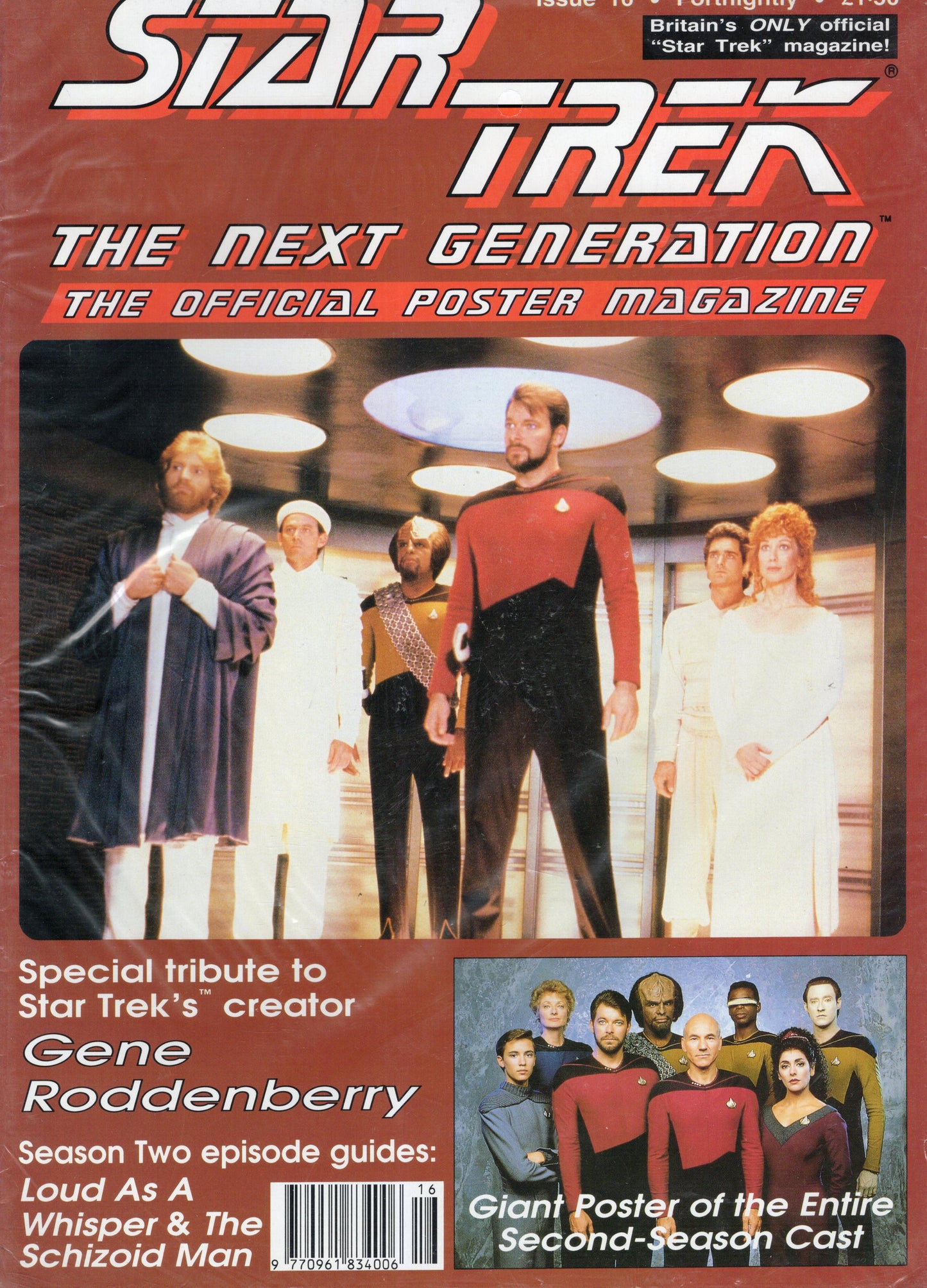 Star Trek The Next Generation Official Poster Magazine Issue 16 (Mar 1992) Vintage Magazine