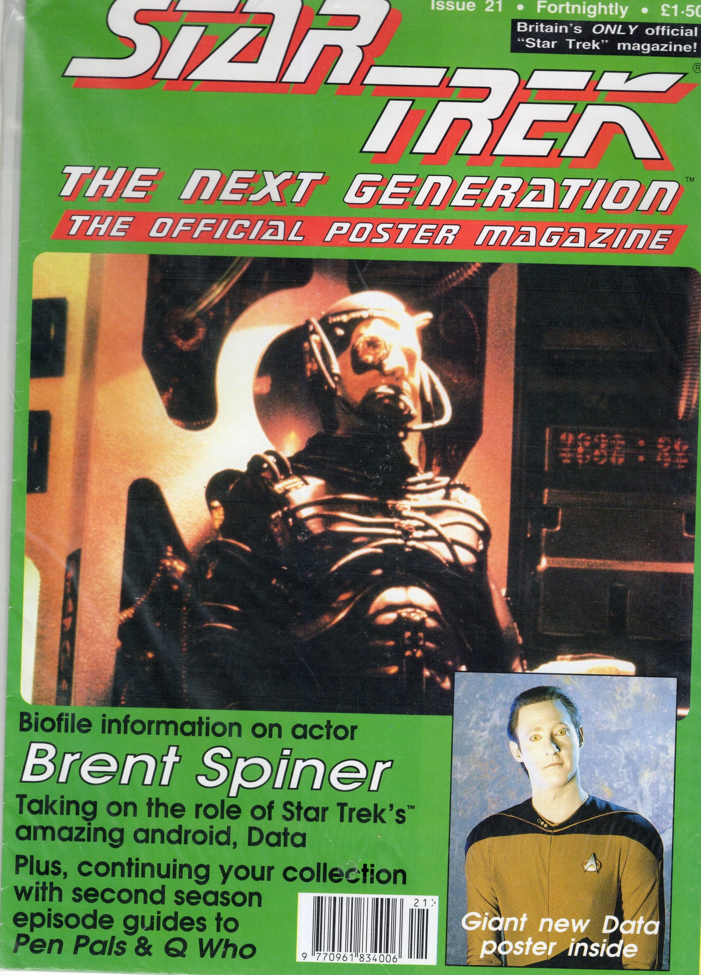 Star Trek The Next Generation Official Poster Magazine Issue 21 (May 1992) Vintage Magazine