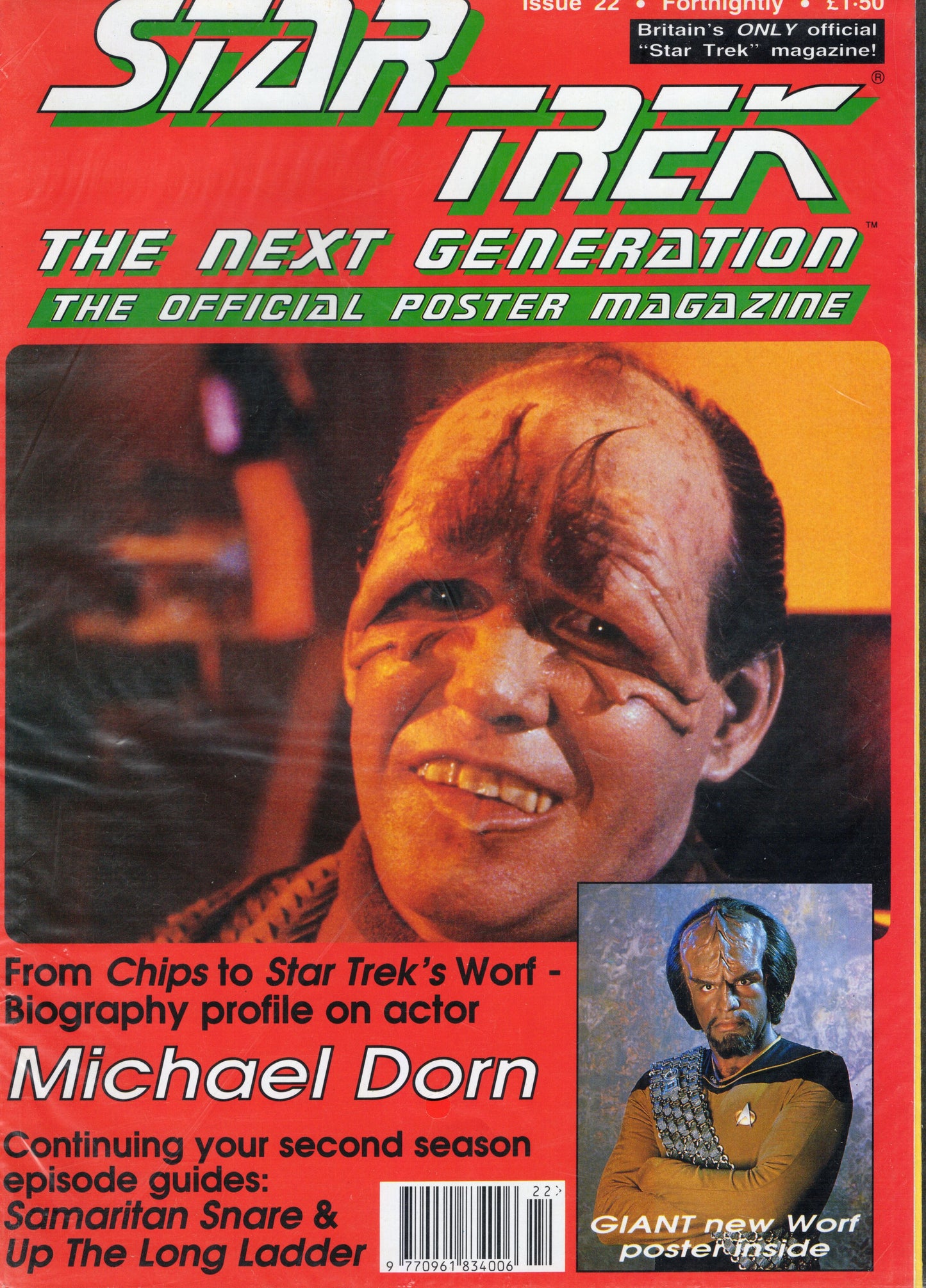Star Trek The Next Generation Official Poster Magazine Issue 22 (Jun 1992) Vintage Magazine