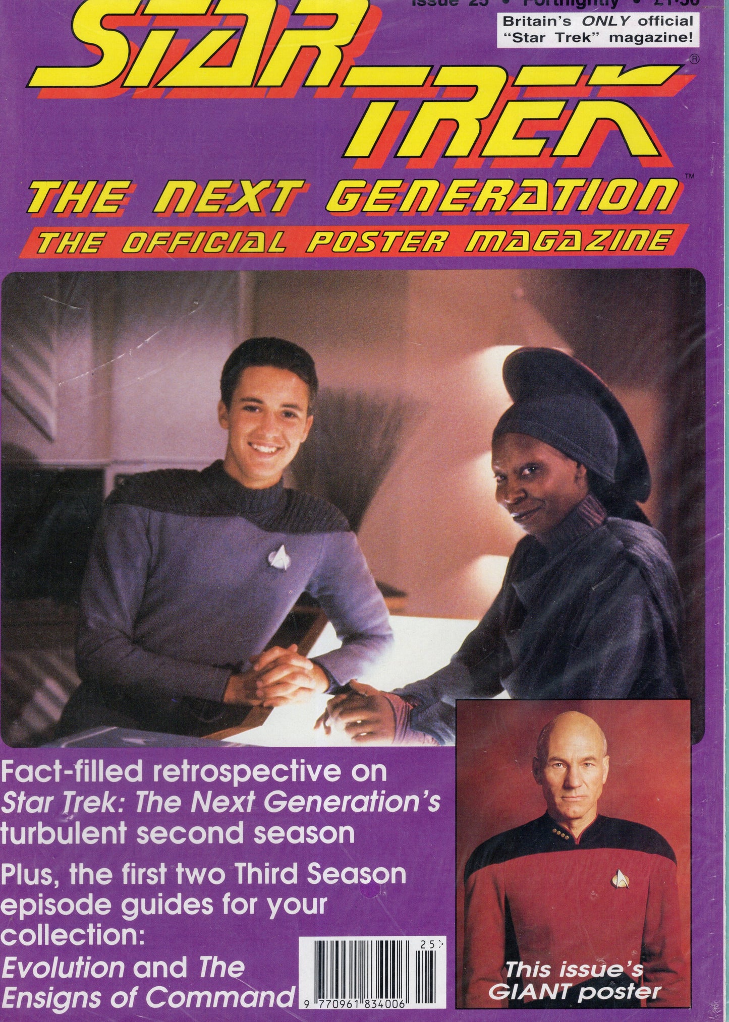 Star Trek The Next Generation Official Poster Magazine Issue 25 (Jul 1992) Vintage Magazine