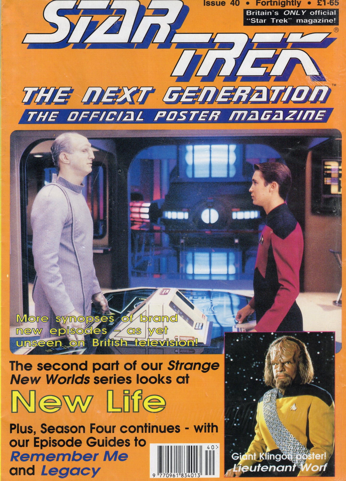 Star Trek The Next Generation Official Poster Magazine Issue 40 (Mar 1993) Vintage Magazine