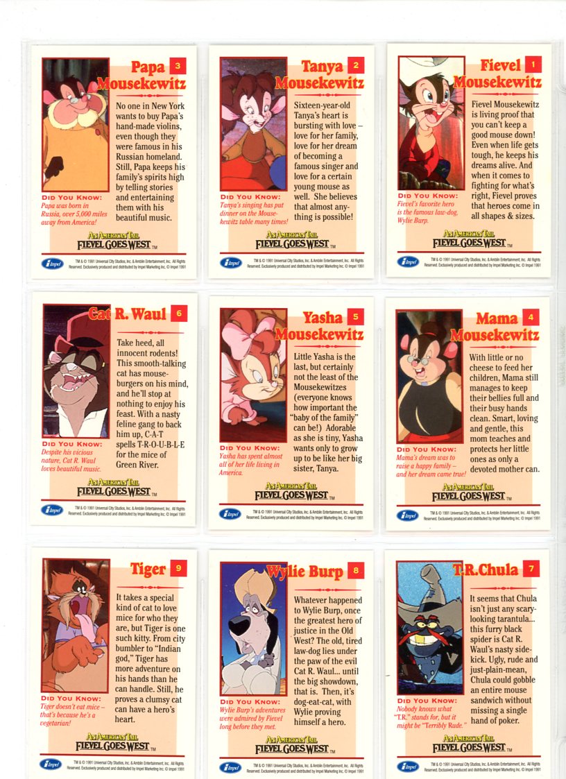 1991 Impel An American Tale Complete Base Set (150 Cards) no Holograms