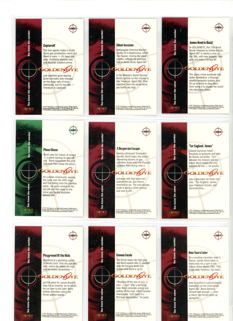 1995 Graffiti James Bond: GoldenEye Complete Set (90 Cards)