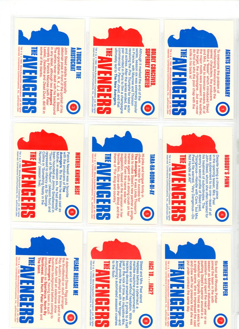 1992 Cornerstone The Avengers Complete Set (81 Cards)