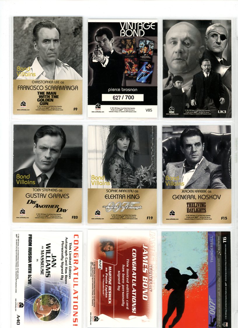 2004 Rittenhouse Archives The Quotable James Bond Complete Set (100 Cards) with Bonus Inserts and Autos