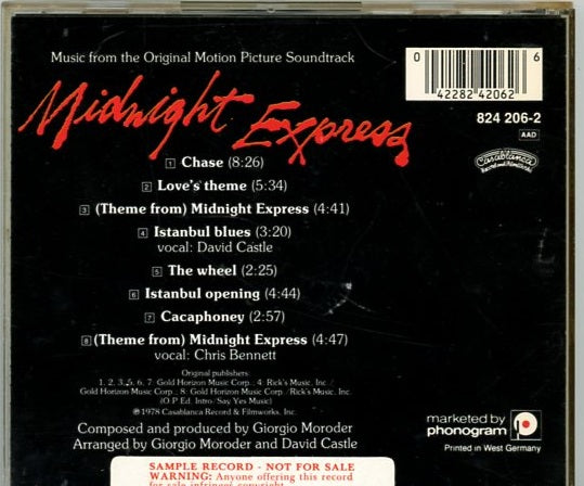Midnight Express (1978) Original Motion Picture Soundtrack Vintage CD