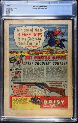 1952 Fawcett Publications Marvel Family #70 Graded Comic Book CGC 3.5 Golden Age Classic