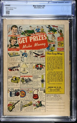 1953 Atlas Comics Man Comics #23 Graded Comic Book CGC 3.0