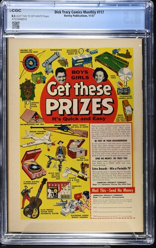 1957 Harvey Dick Tracy Comics Monthly #117 Graded Comic Book CGC 8.5