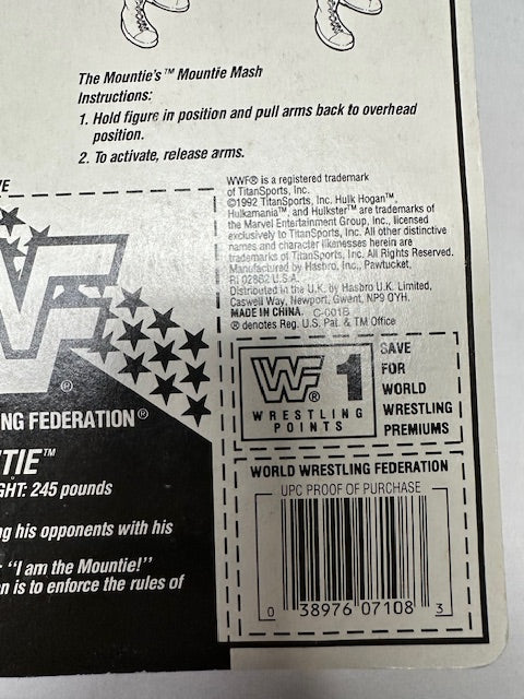 1992 Hasbro The Mountie WWF WWE Wrestling Action Figure MOC Sealed