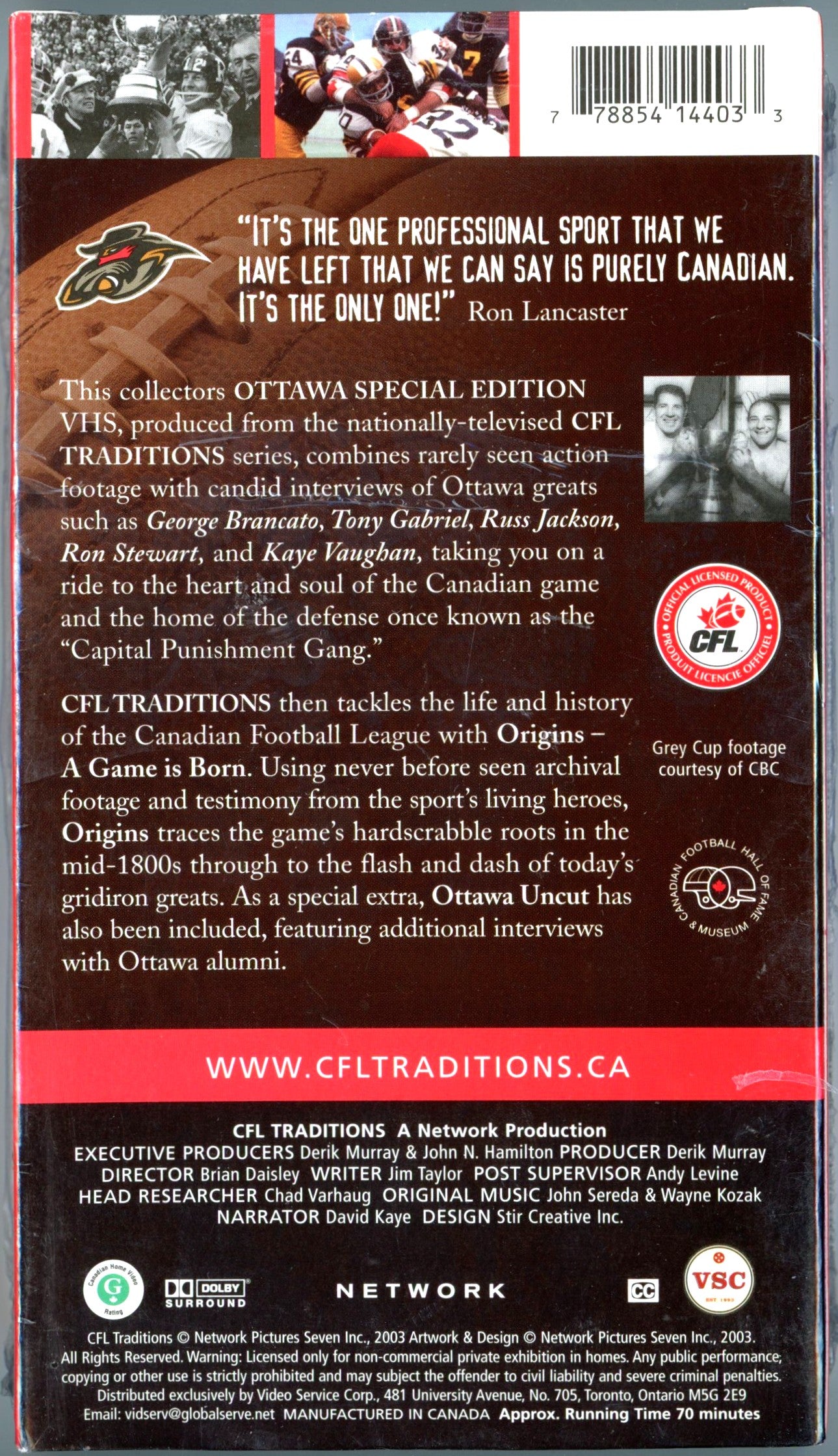 2003 CFL Traditions Ottawa Special Edition Vintage VHS Tape Sealed