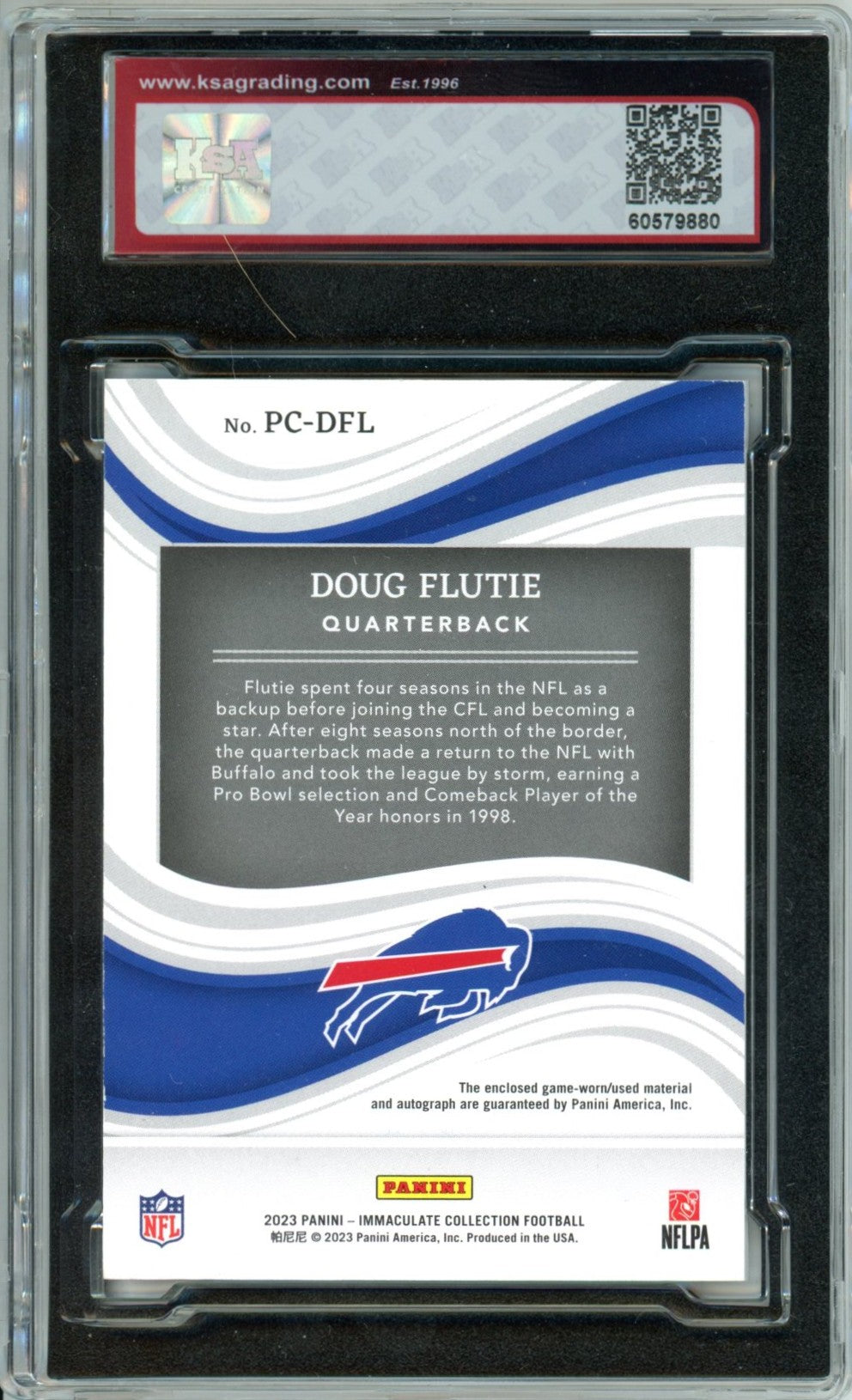 2023 Panini Immaculate College Doug Flute #PC-DFL /99 Graded Auto Jersey Card KSA 8.5 AUTO 9