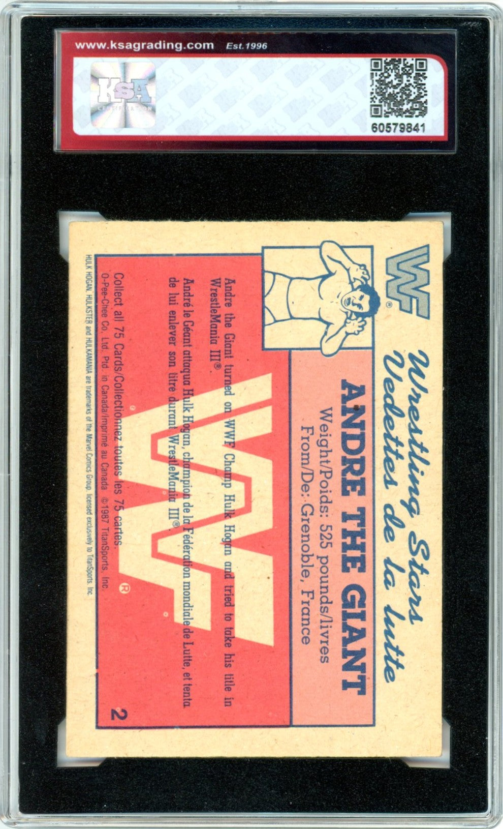 1987 OPC O-Pee-Chee WWF Andre the Giant Wrestling Stars #2 Graded Card KSA 6