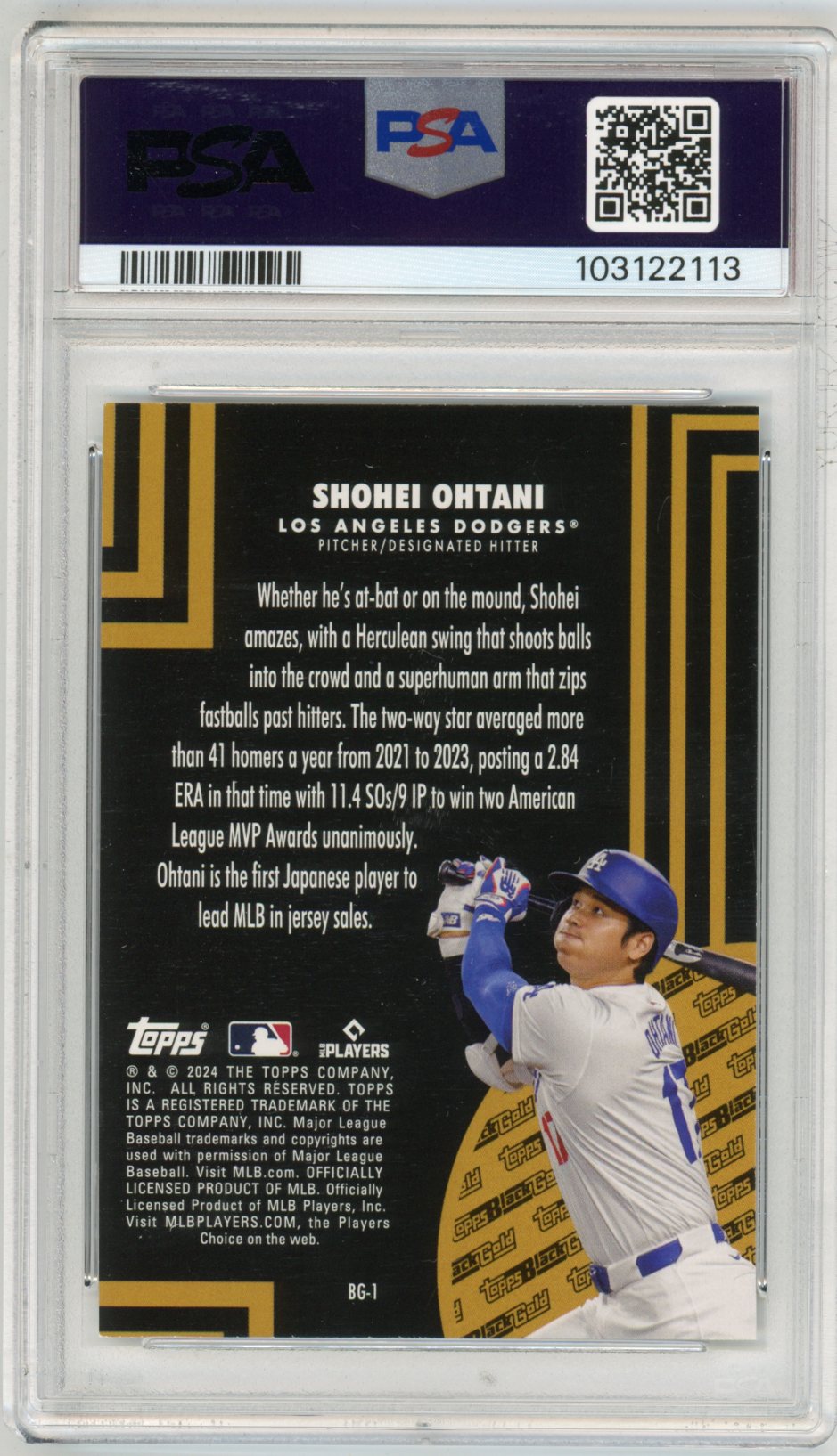 2024 Topps Update Shohei Ohtani Black Gold Graded Baseball Card #BG1 PSA 9