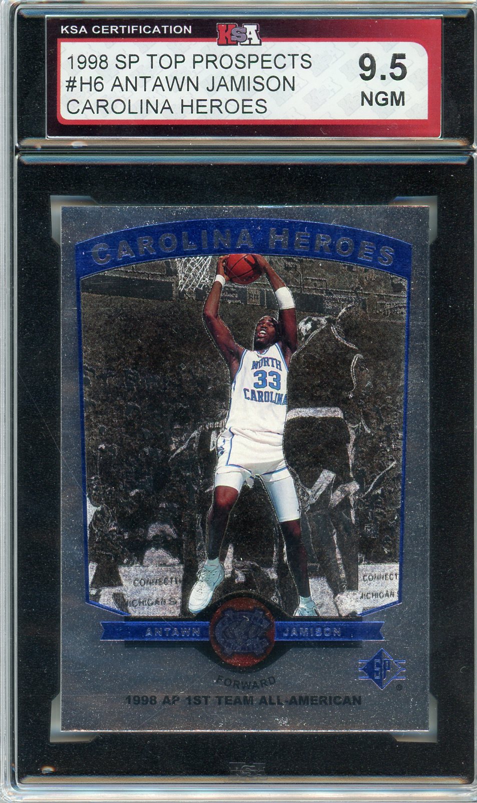 1998 UD SP Top Prospects Antawn Jamison Carolina Heroes Graded Card #H6 KSA 9.5