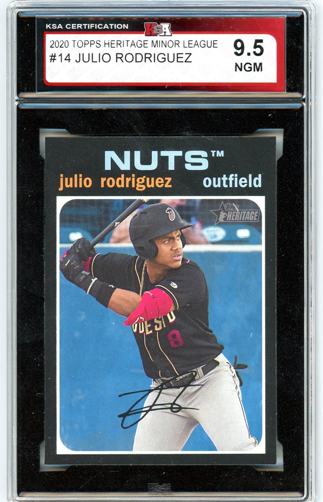 2020 Topps Heritage Minor League Julio Rodriguez Graded Card #14 KSA 9.5