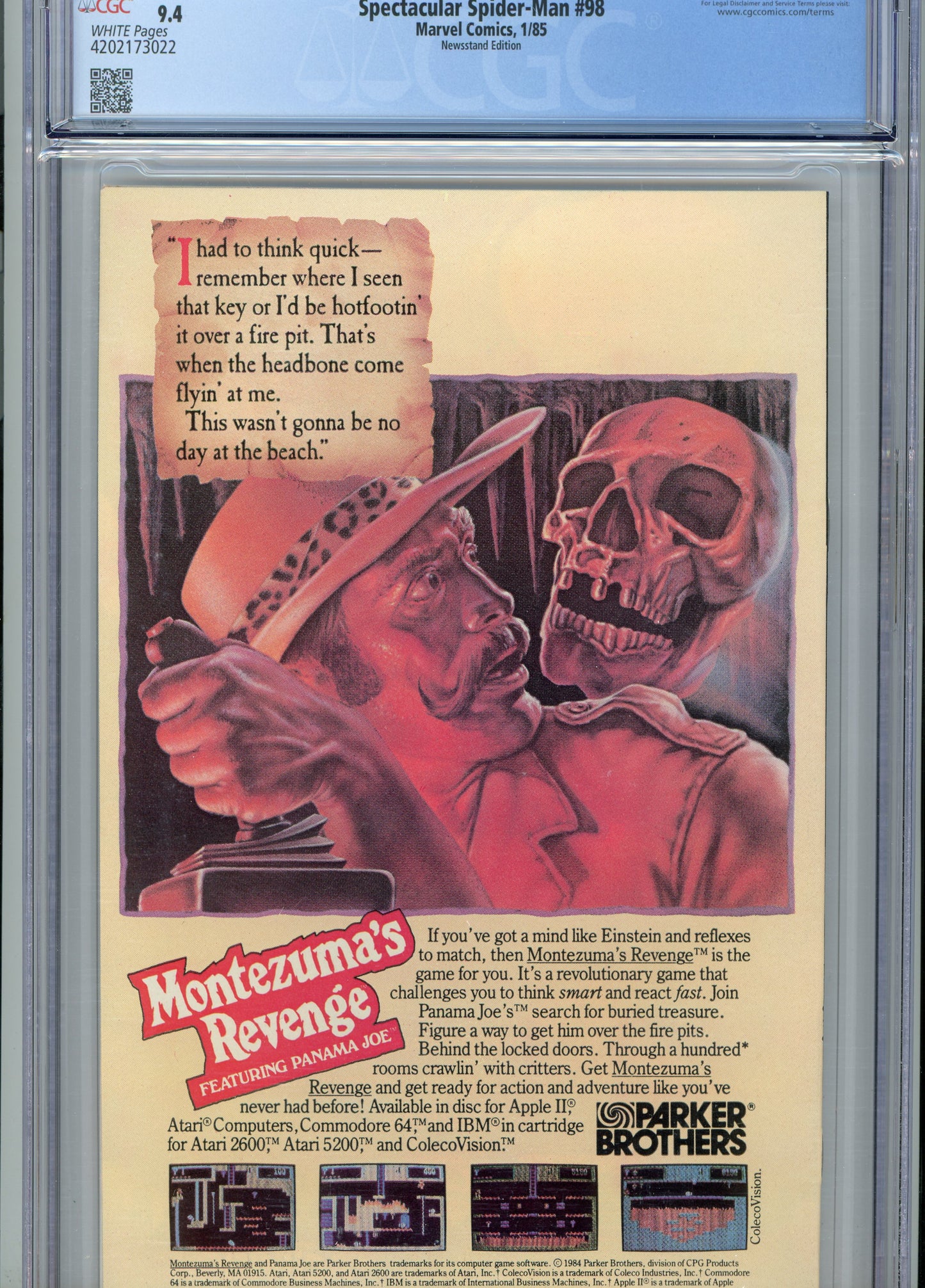 1985 Spectacular Spider-Man #98 Graded Comic Book Al Milgram Cover CGC 9.4