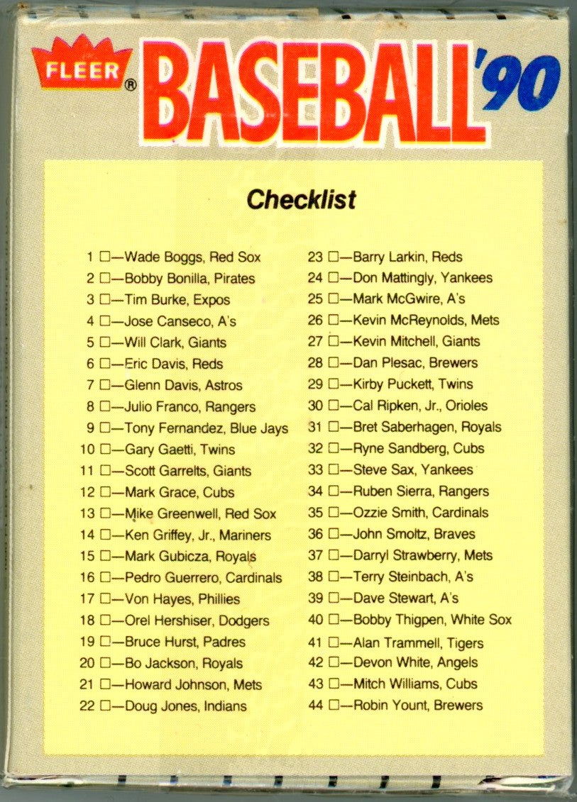 1990 Fleer MLB Baseball All Stars Logo Sticker & Trading Card Set (44 Cards) Sealed