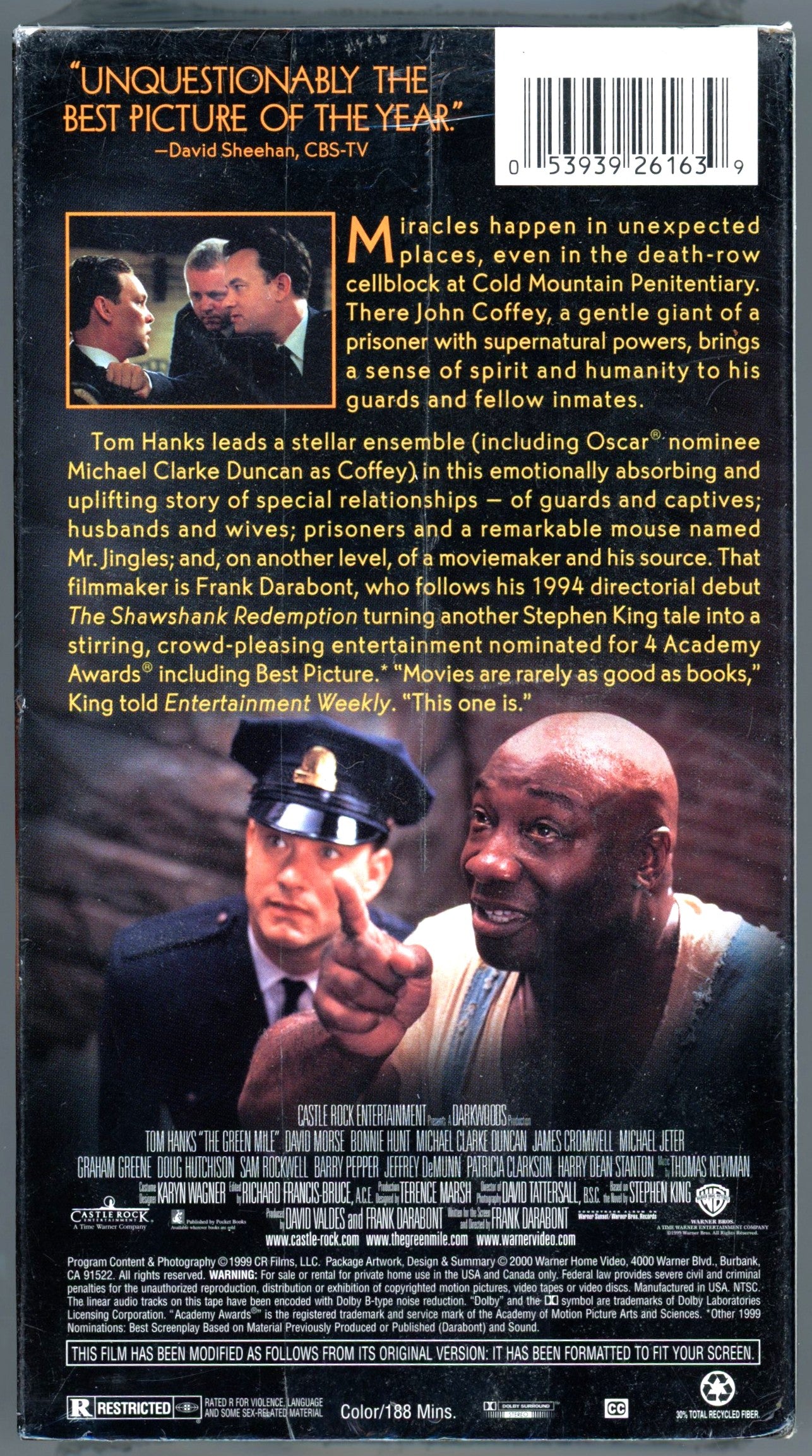 2000 The Green Mile (1999) Tom Hanks Michael Clarke Duncan Vintage VHS 2-Tape Set Sealed