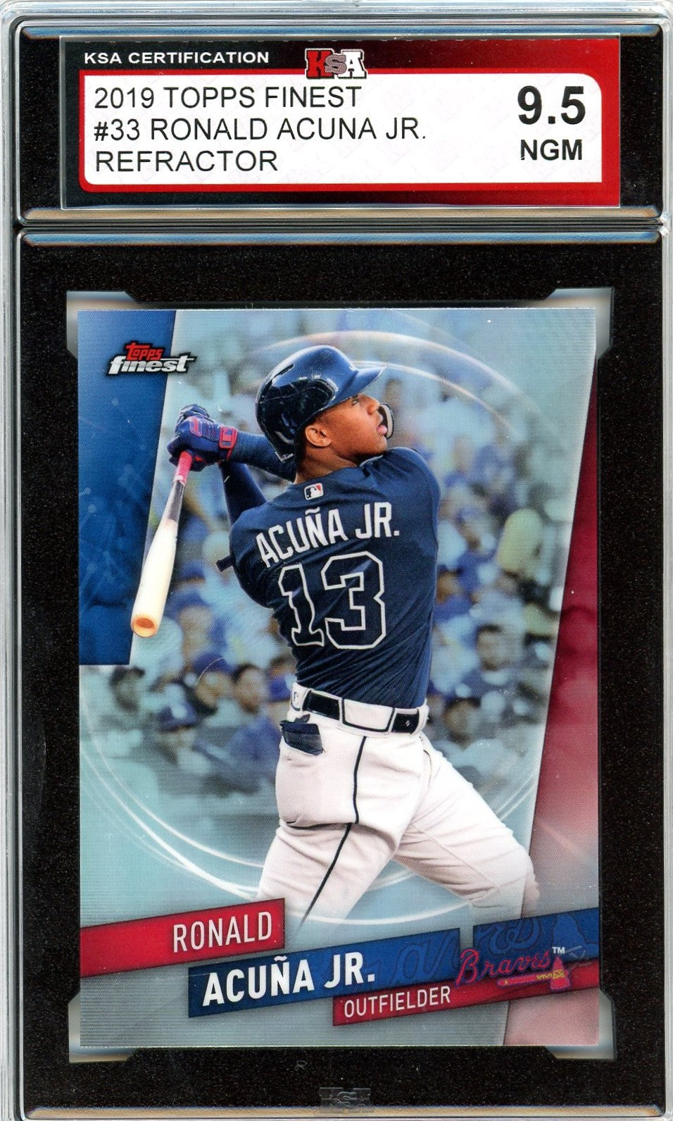 2019 Topps Finest Ronald Acuna Jr. Refractor Graded Card #33 KSA 9.5