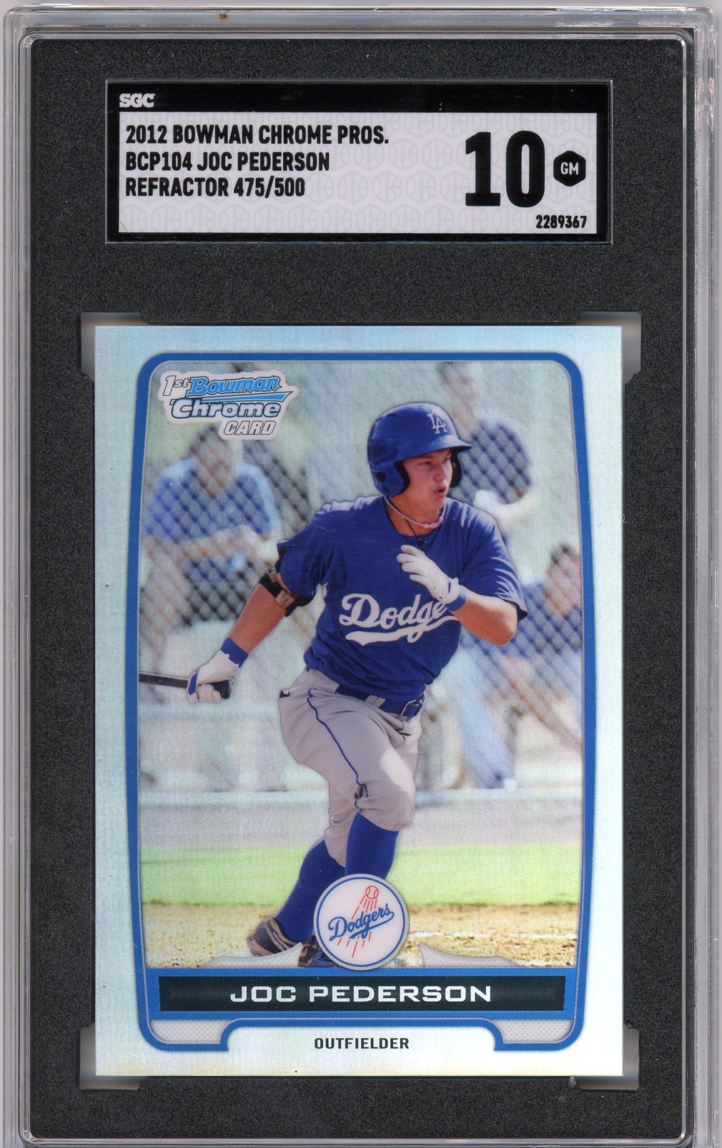 2012 Bowman Chrome Joc Pederson Refractor Graded Card #BCP104 SGC 10