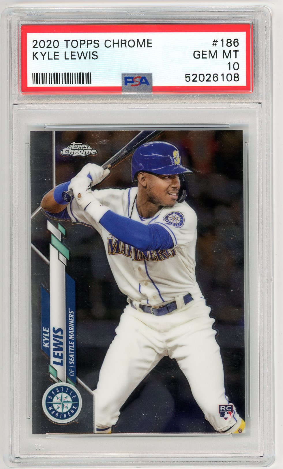 2020 Topps Chrome Kyle Lewis #186 Graded Card PSA 10