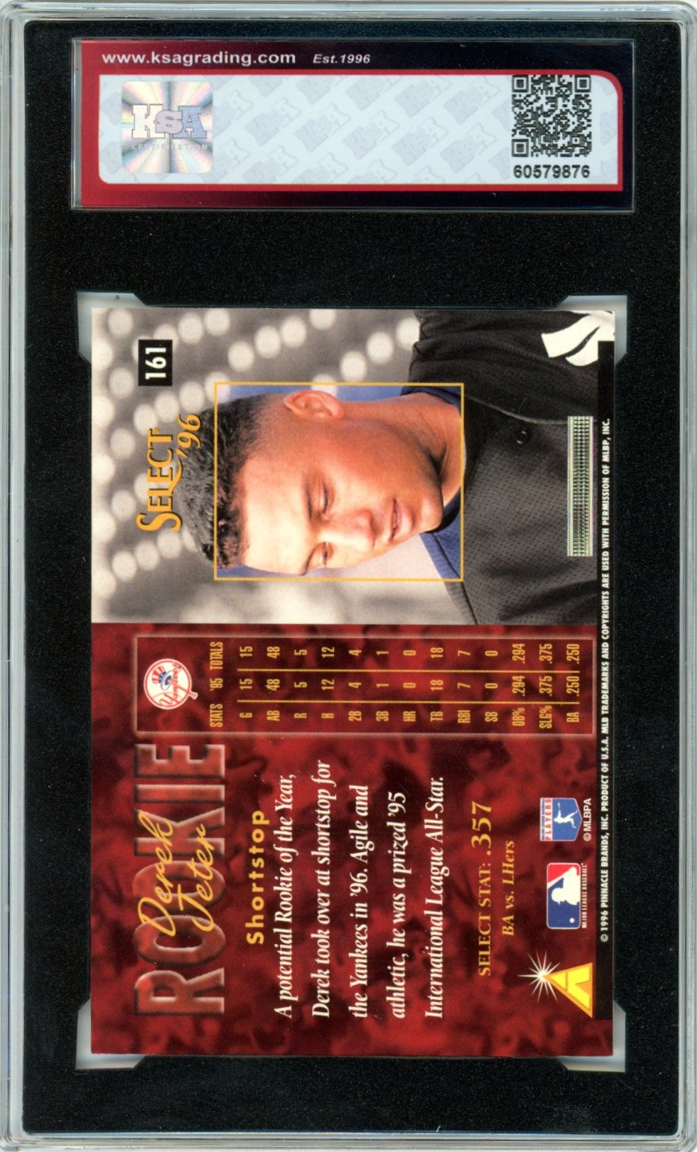 1996 Select Derek Jeter #161 Graded Rookie Card KSA 8