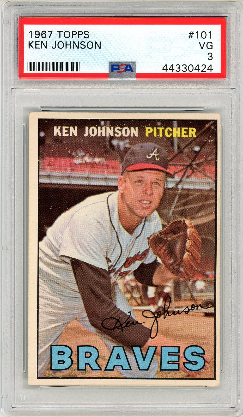 1967 Topps Ken Johnson Graded Card #101 PSA 3