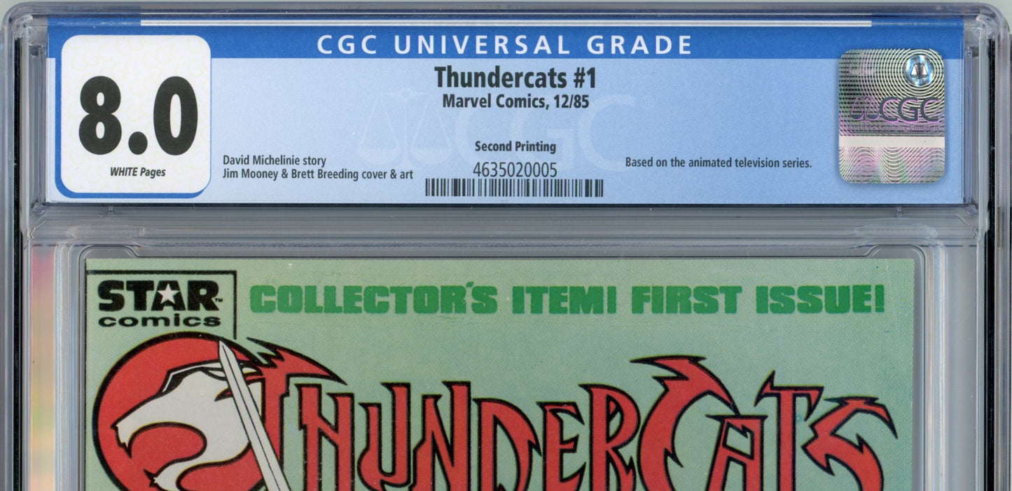 1985 Marvel Thundercats #1 Graded Comic Book CGC 8.0 Collector's First Issue