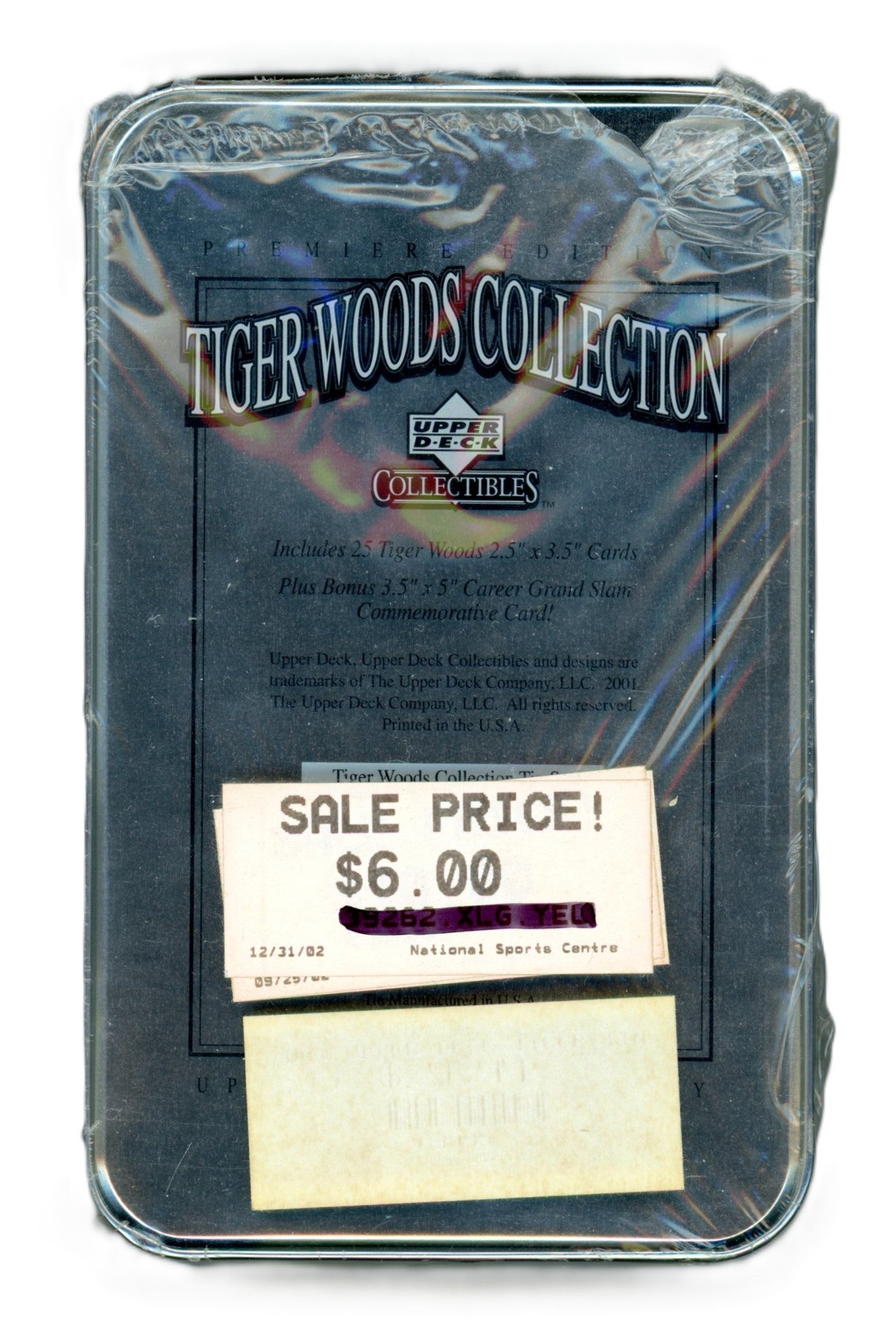 2001 Upper Deck Collectibles Tiger Woods Collection Premiere Edition Golf Card Tin (25 Cards) Sealed