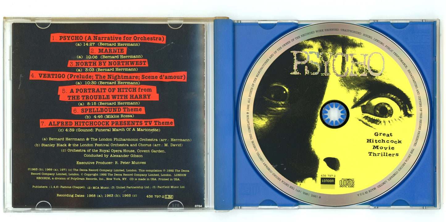 Psycho: Great Hitchcock Movie Thrillers (1992) Motion Picture Soundtrack Vintage CD