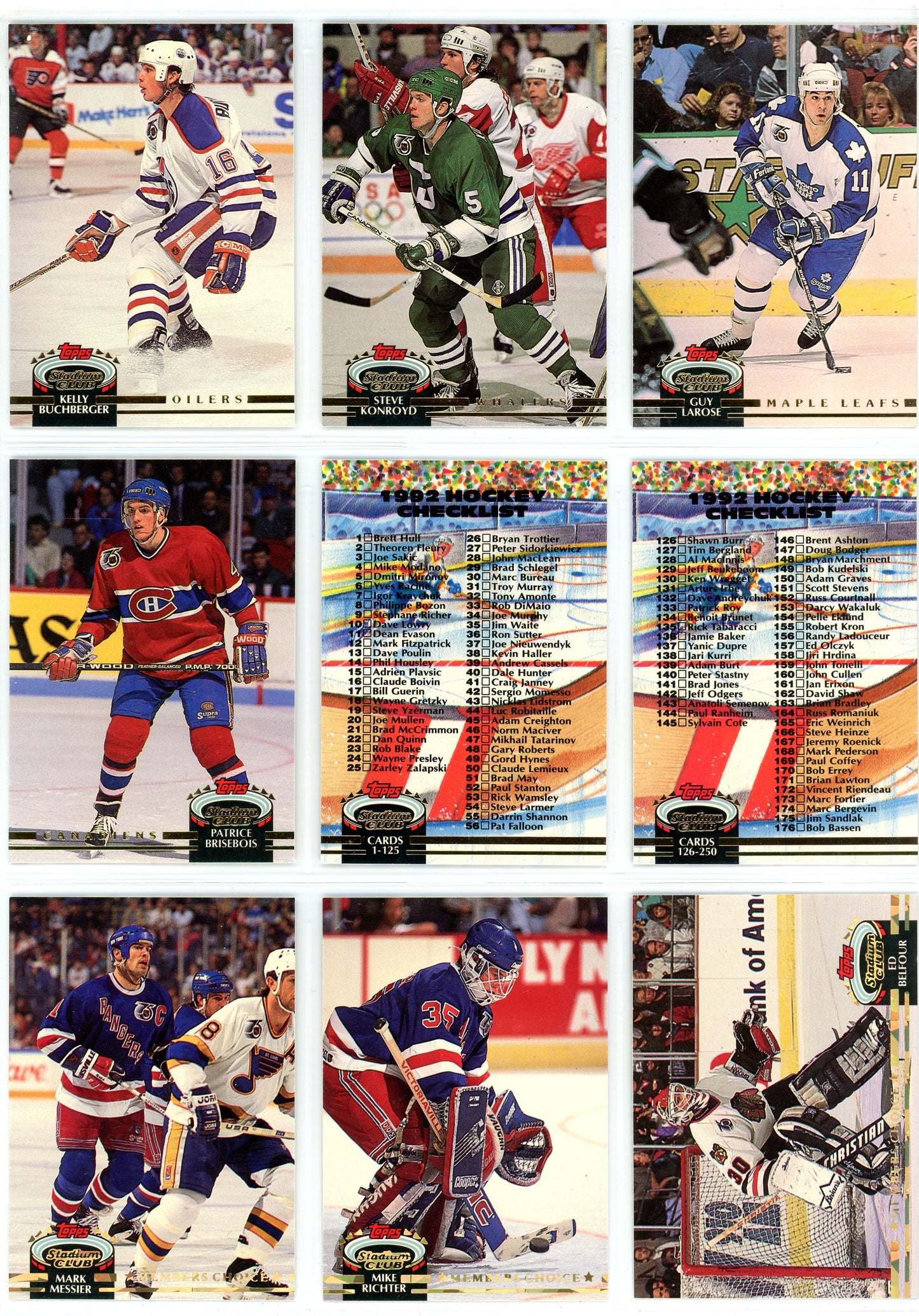 1992/93 Topps Stadium Club Hockey Card Complete Set (250 Cards)