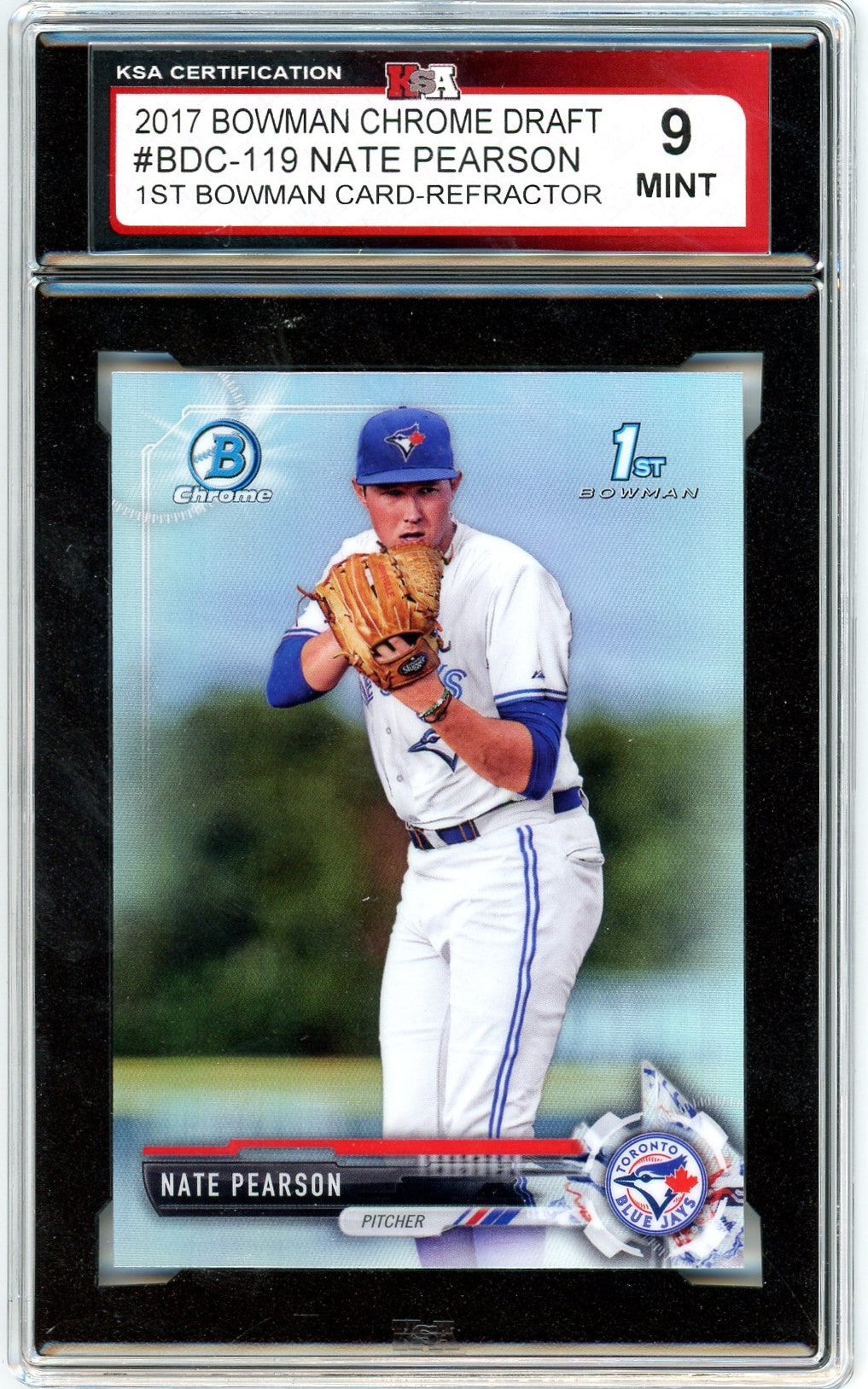 2017 Bowman Chrome Draft Nate Pearson Refractor Graded Card #BDC-119 KSA 9