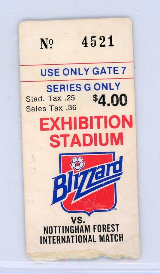 Scarborough Blizzard vs. Nottingham Forest International Match Vintage Ticket (Toronto, 1983)