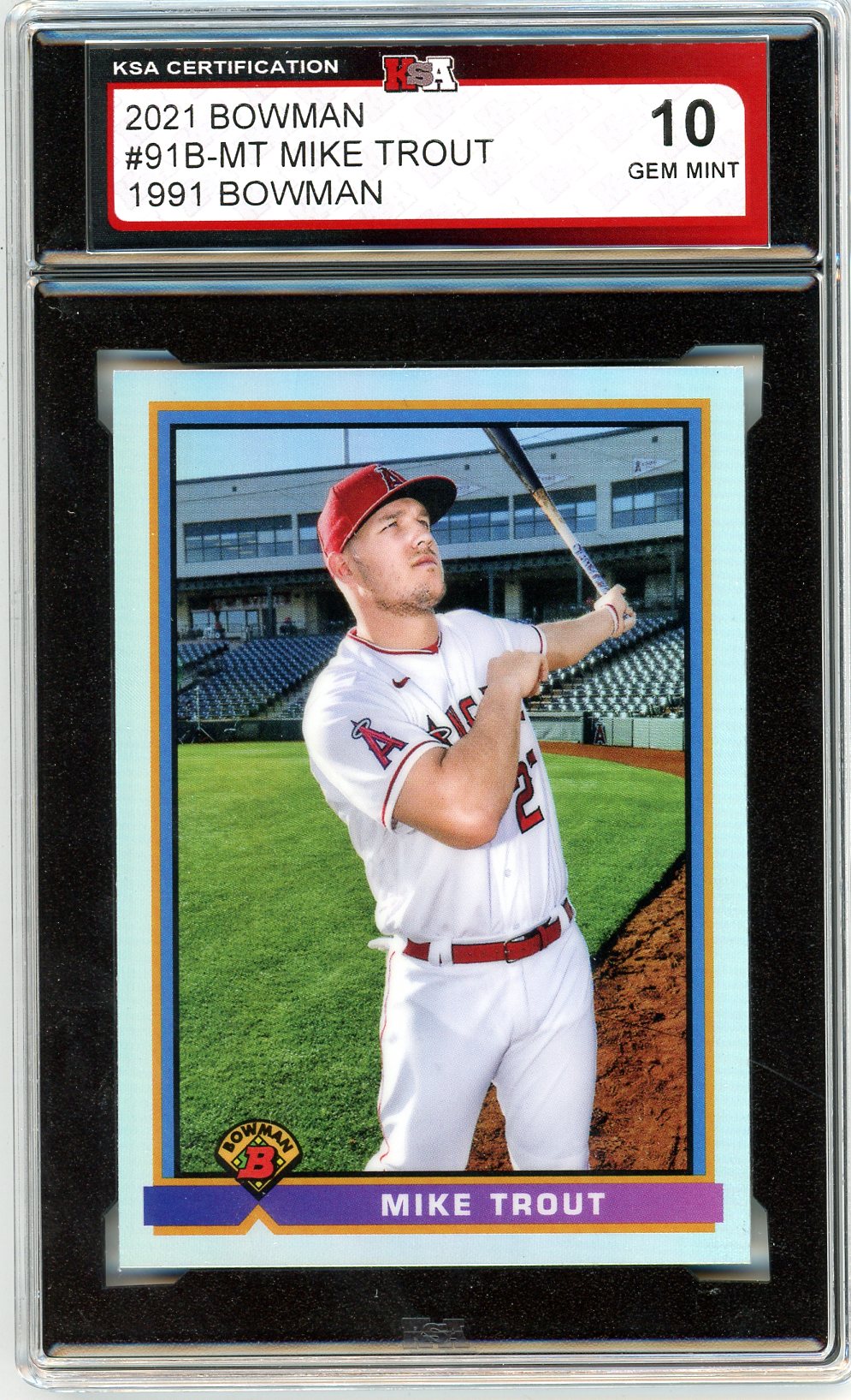 2021 Bowman Mike Trout 1991 Bowman Graded Card #91B-MT KSA 10