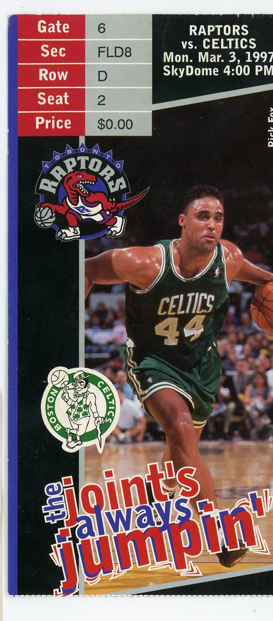 Toronto Raptors vs. Boston Celtics Vintage Basketball Ticket Skydome (Toronto, 1997)