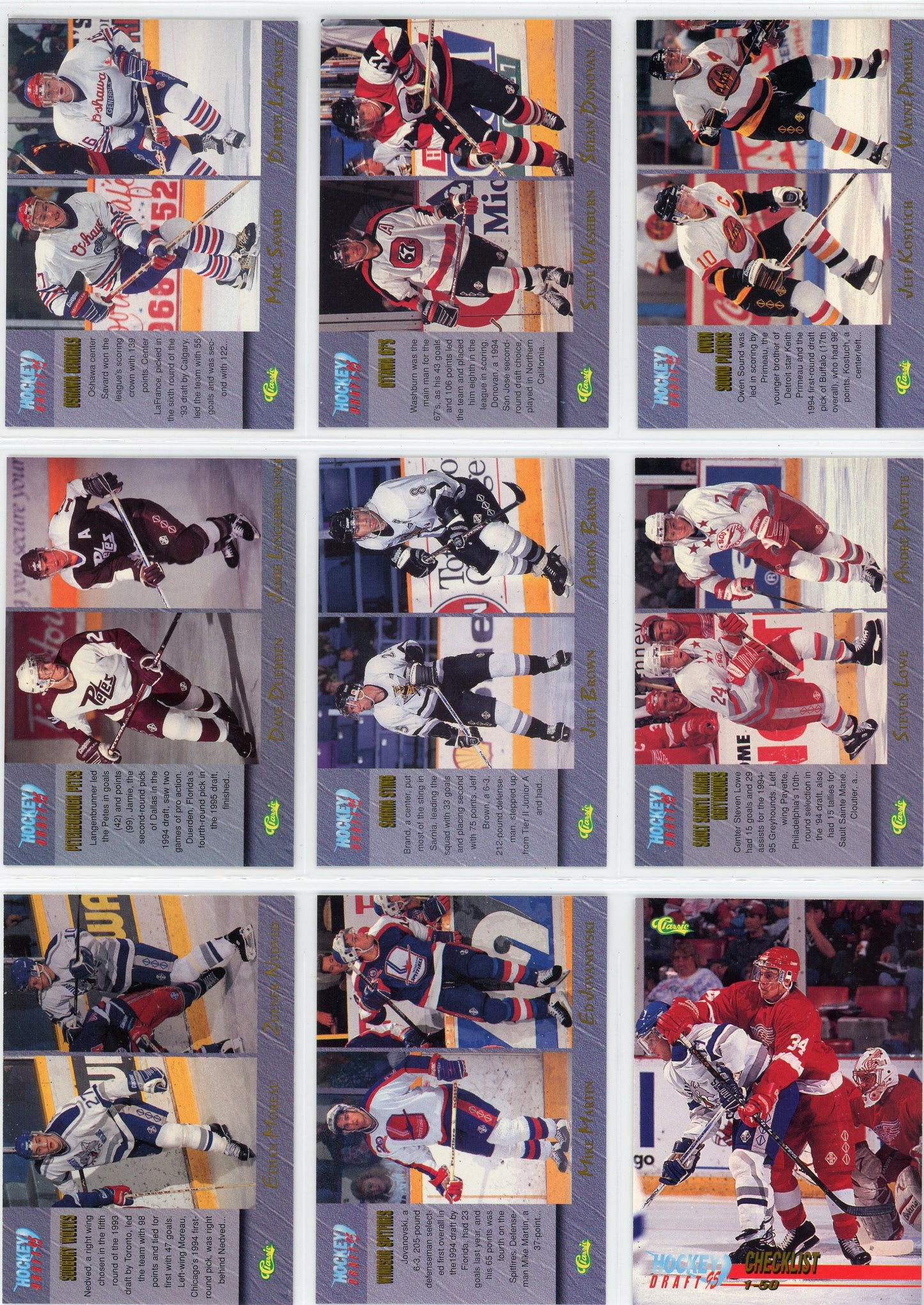 1995 Classic NHL Hockey Draft Complete Set (100 Cards)