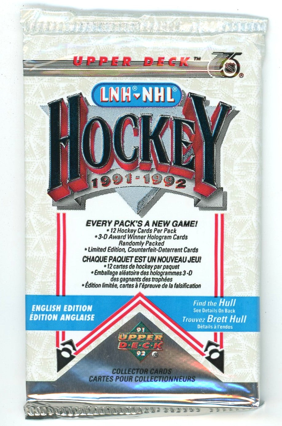 1991/92 Upper Deck Hockey Low Series Wax Pack (12 Cards)