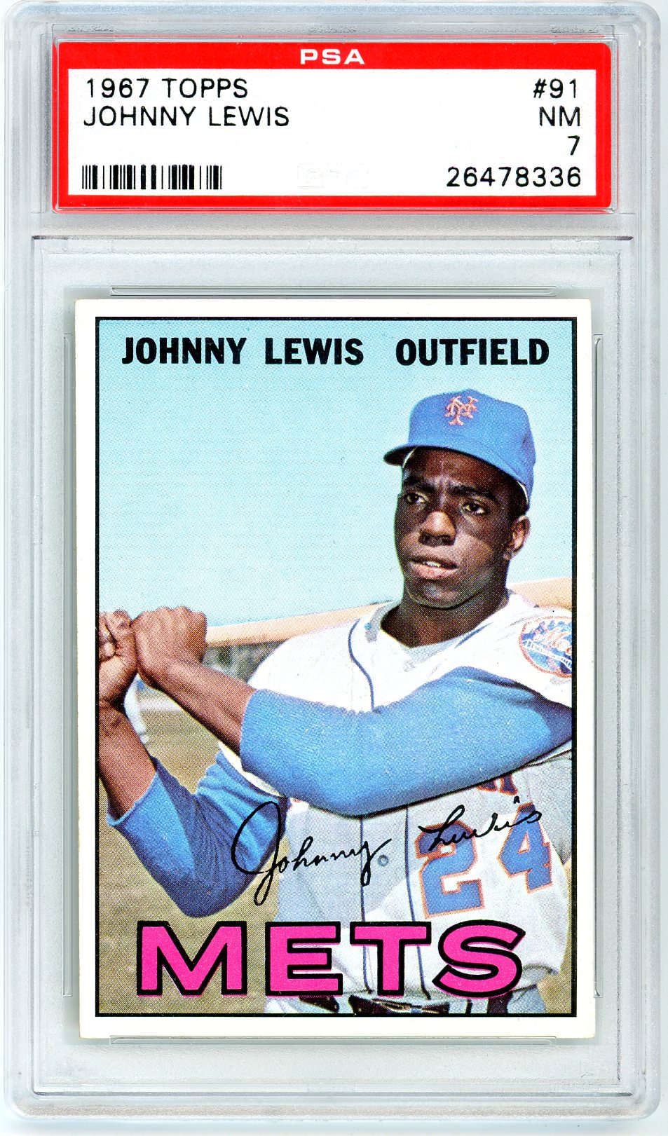 1967 Topps Johnny Lewis Graded Card #91 PSA 7