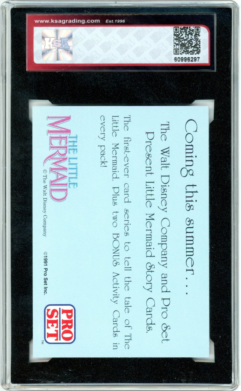 1991 Pro Set Disney's The Little Mermaid Ariel Promo Graded Card KSA 10