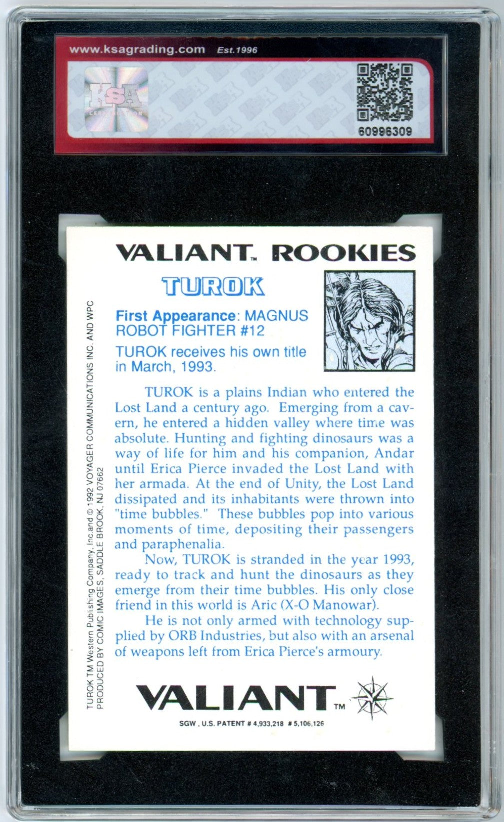 1992 Comic Images Unity Turok Valiant Rookies Chromium Graded Card KSA 8.5