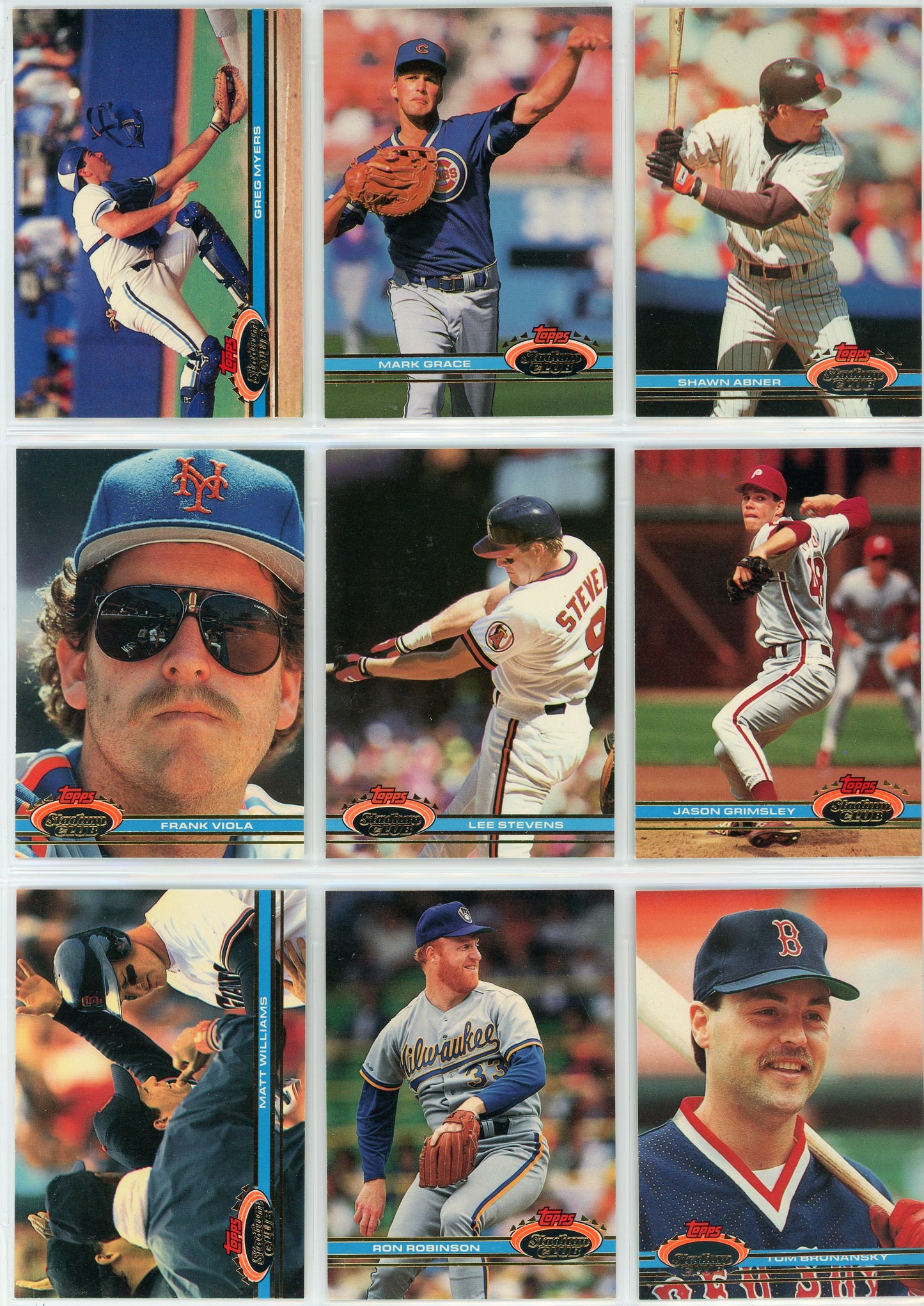 1991 Topps Stadium Club MLB Baseball Card Series 1 Set (300 Cards)
