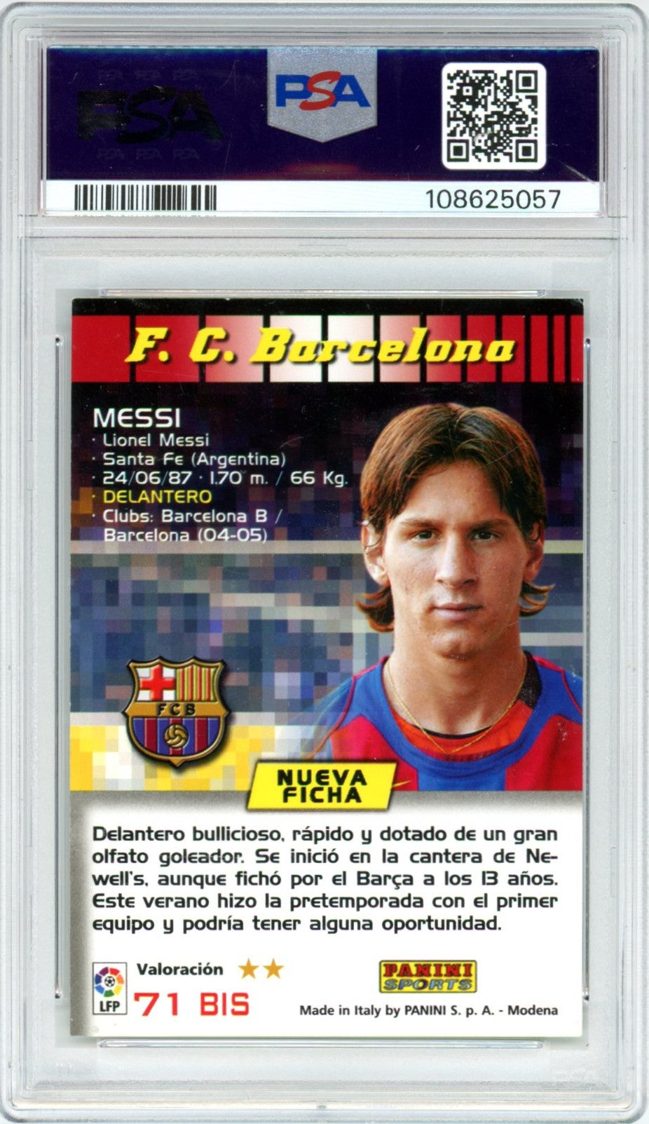2004/05 Panini Megacracks Lionel Messi #71 Graded Soccer Rookie Card PSA 4